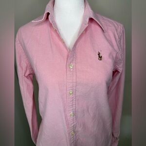 Ralph Lauren Women’s Slim Fit Oxford Button-Up Shirt – Pink
